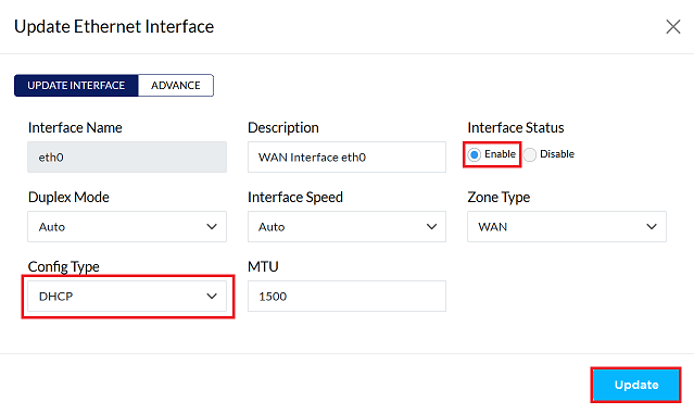 DHCP Ethernet Interface