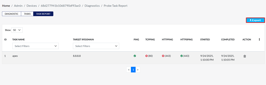 Figure image:1 Export button