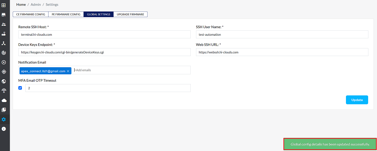 Figure image5: global setting success image