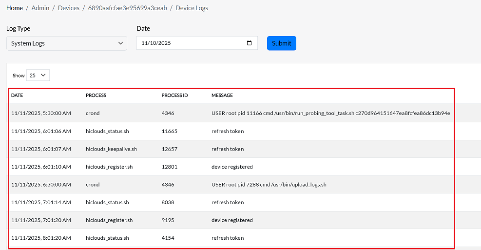 Figure image:3 past log display image